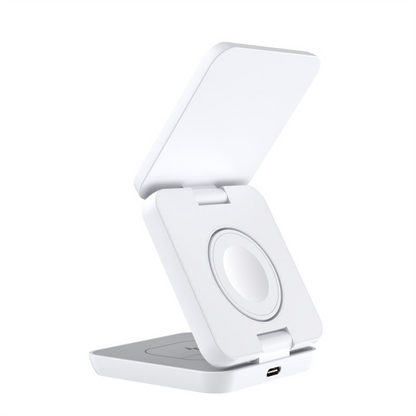 Magnetic Wireless Charging Stand — 3-in-1 Foldable Charger for Phone, Watch & Earbuds
