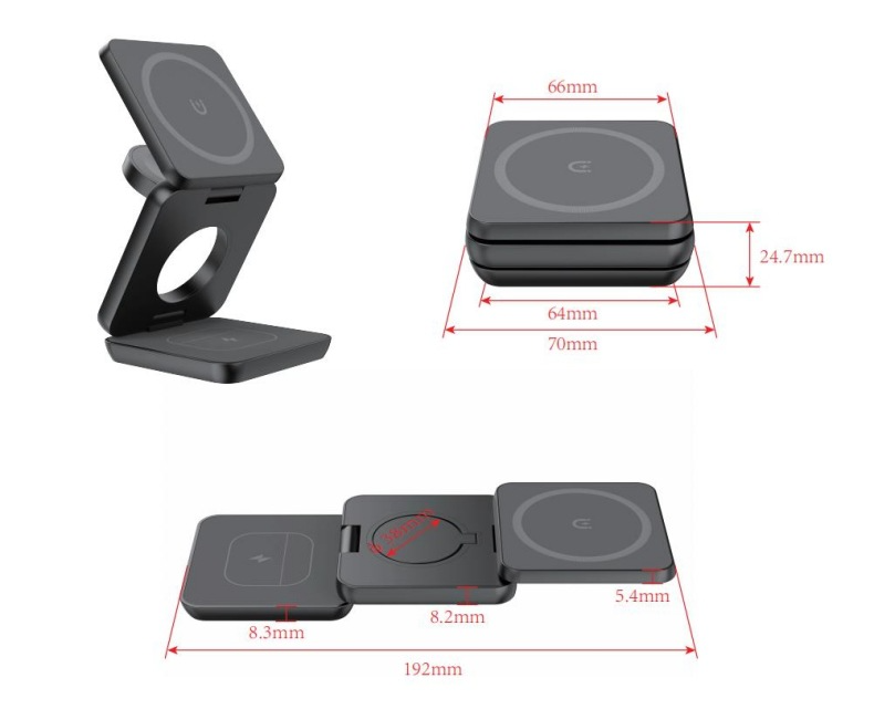 Magnetic Wireless Charging Stand — 3-in-1 Foldable Charger for Phone, Watch & Earbuds